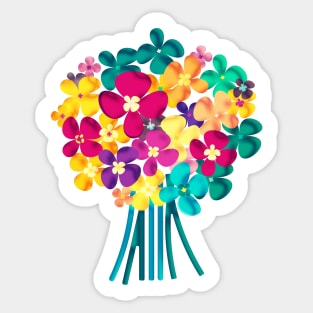 Vivid Folk art flowers bouquet Sticker